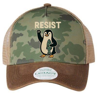 Resist Penguin Protest Against Tariffs Legacy Tie Dye Trucker Hat