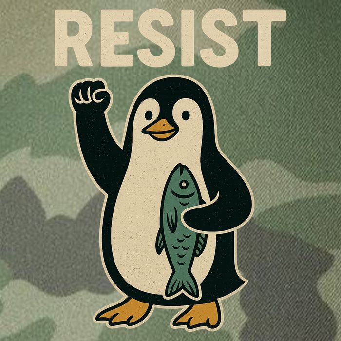 Resist Penguin Protest Against Tariffs Legacy Tie Dye Trucker Hat