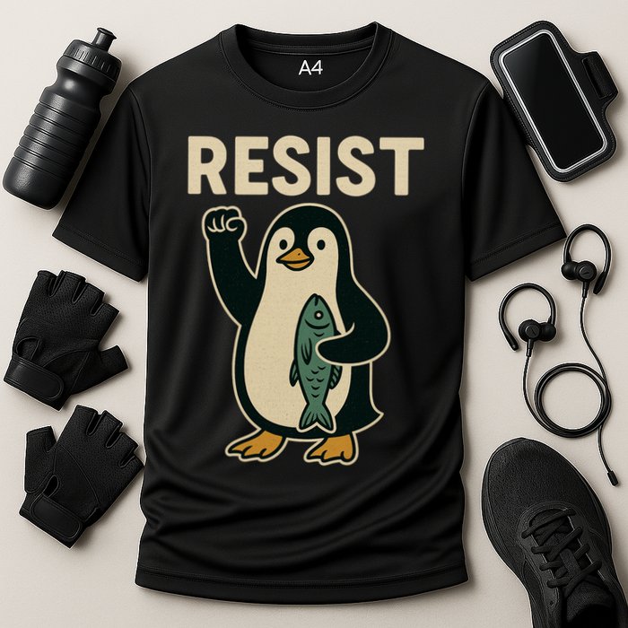 Resist Penguin Protest Against Tariffs Performance Shirt