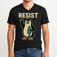 Resist Penguin Protest Against Tariffs V-Neck T-Shirt
