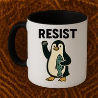 Resist Penguin Protest Against Tariffs Mug