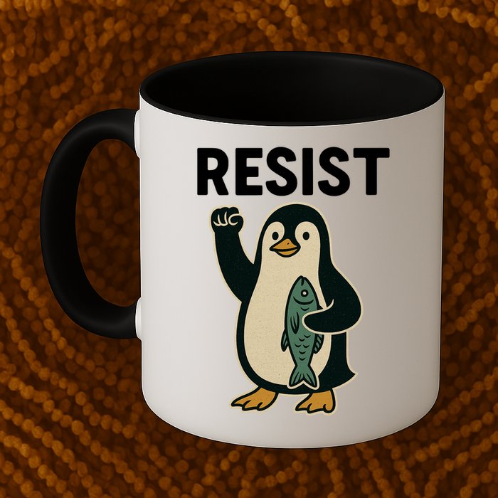 Resist Penguin Protest Against Tariffs Mug