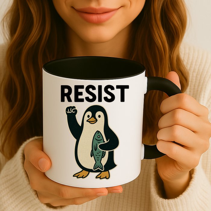 Resist Penguin Protest Against Tariffs Mug