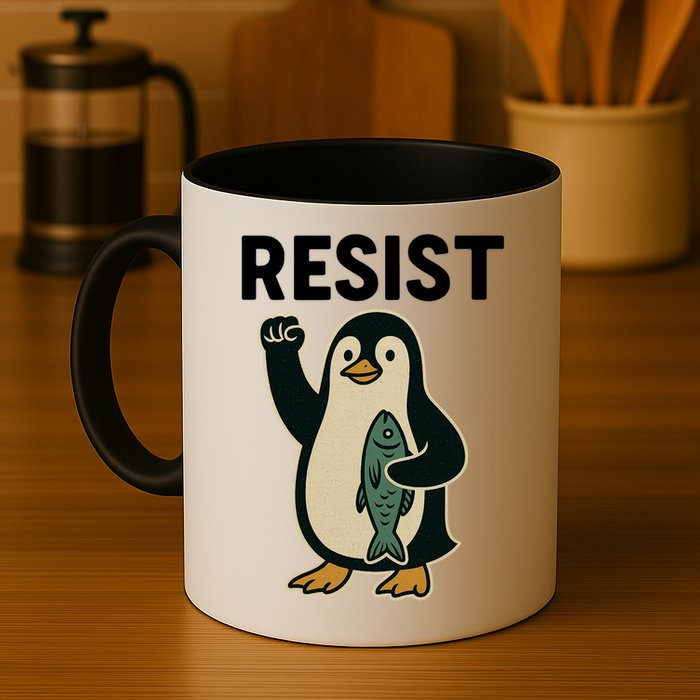 Resist Penguin Protest Against Tariffs Mug