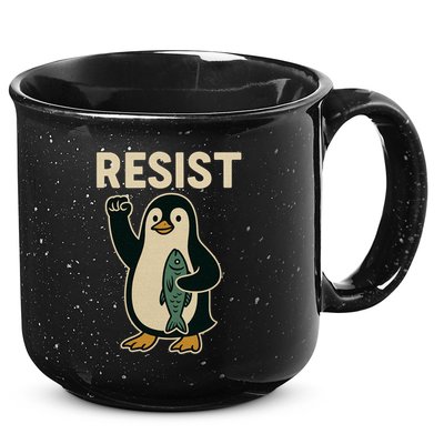 Resist Penguin Protest Against Tariffs 15oz Campfire Ceramic Mug