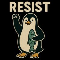 Resist Penguin Protest Against Tariffs Drawstring Bag