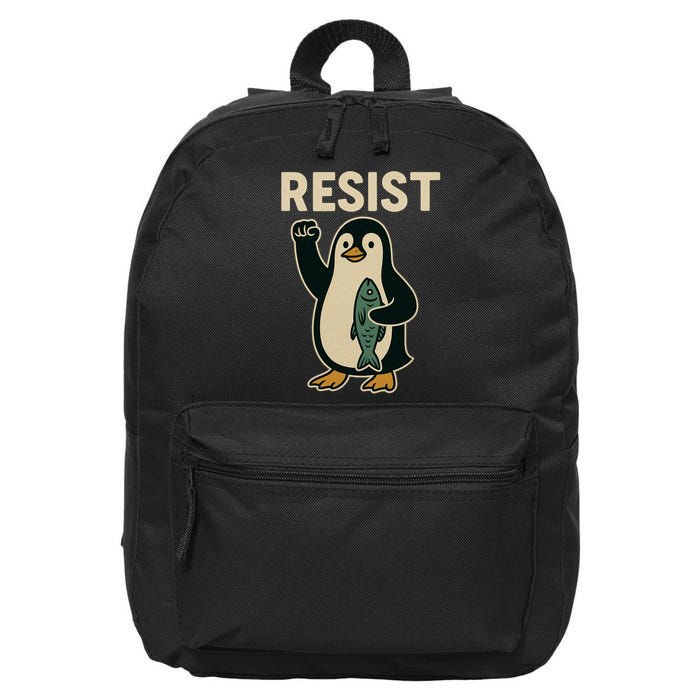 Resist Penguin Protest Against Tariffs 16 in Basic Backpack