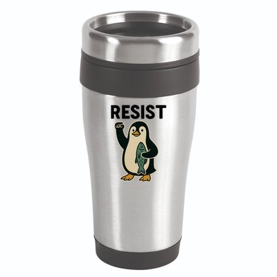 Resist Penguin Protest Against Tariffs 16oz Travel Tumbler