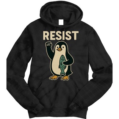 Resist Penguin Protest Against Tariffs Tie Dye Hoodie