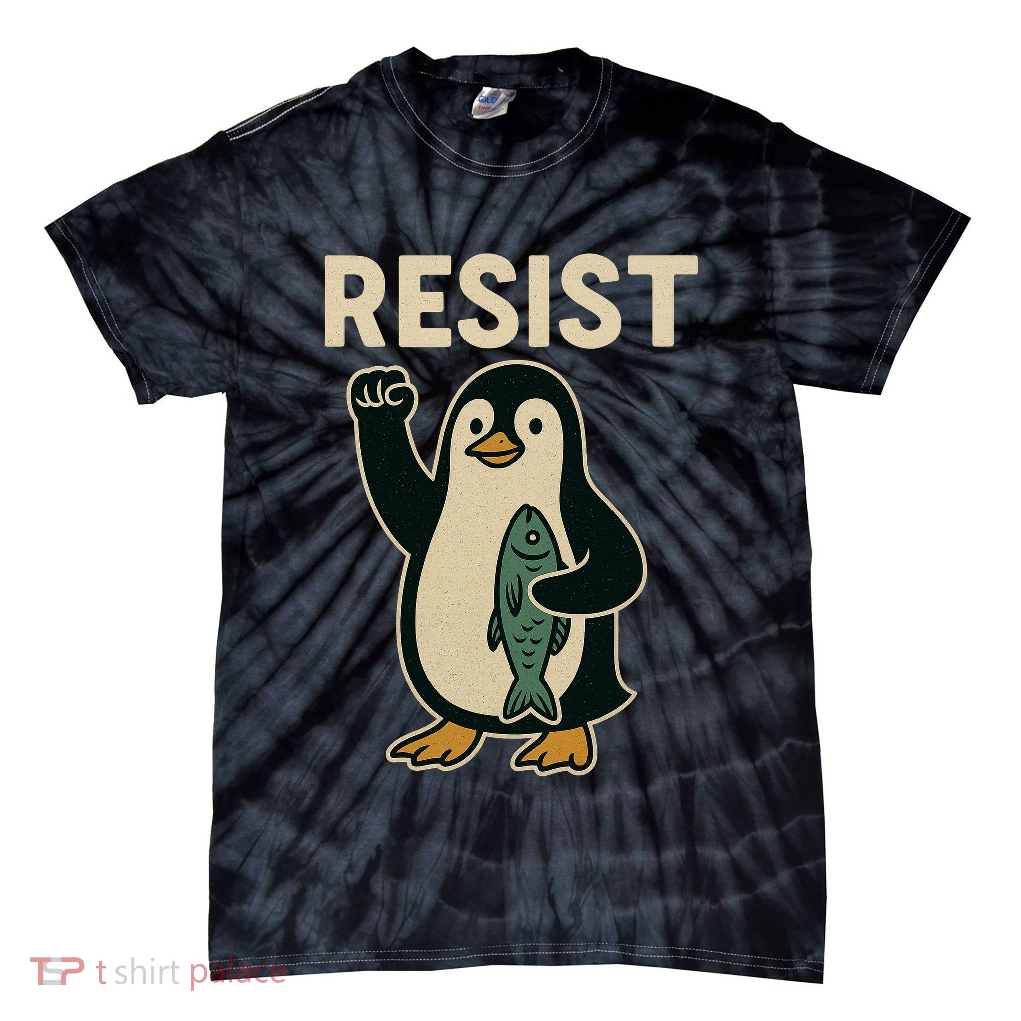 Resist Penguin Protest Against Tariffs Tie-Dye T-Shirt