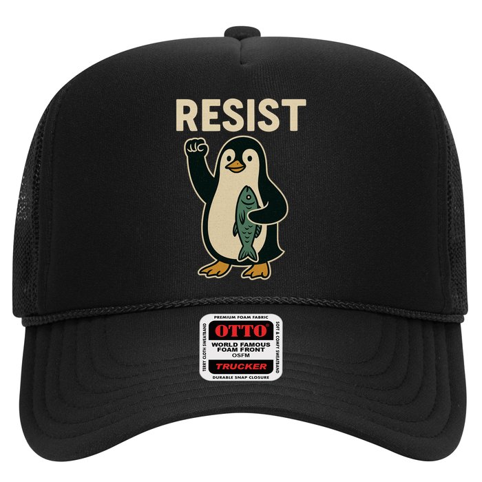 Resist Penguin Protest Against Tariffs Trucker Hat
