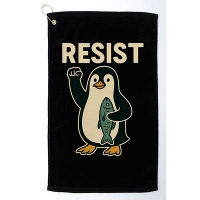 Resist Penguin Protest Against Tariffs Golf Towel