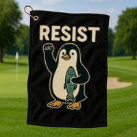 Resist Penguin Protest Against Tariffs Golf Towel