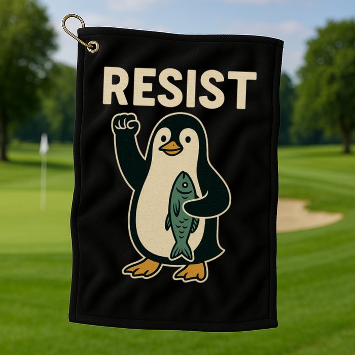 Resist Penguin Protest Against Tariffs Golf Towel