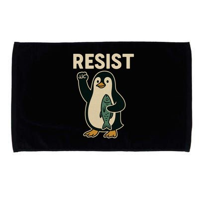 Resist Penguin Protest Against Tariffs Microfiber Hand Towel