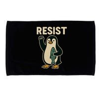 Resist Penguin Protest Against Tariffs Microfiber Hand Towel