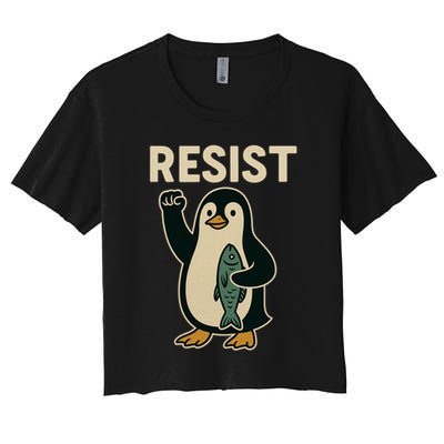 Resist Penguin Protest Against Tariffs Crop Top