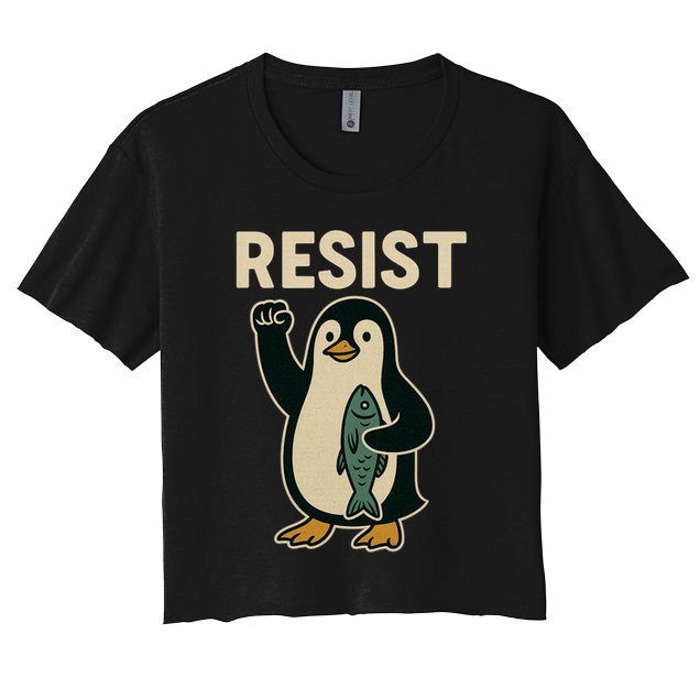 Resist Penguin Protest Against Tariffs Crop Top