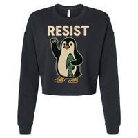 Resist Penguin Protest Against Tariffs Cropped Pullover Crew