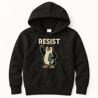 Resist Penguin Protest Against Tariffs Kids Hoodie
