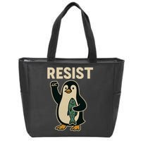 Resist Penguin Protest Against Tariffs Zip Tote Bag