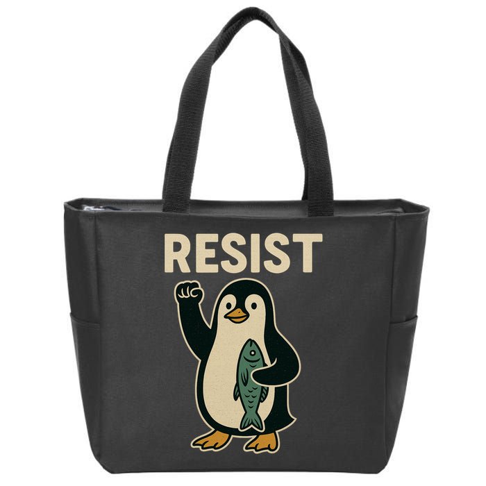 Resist Penguin Protest Against Tariffs Zip Tote Bag