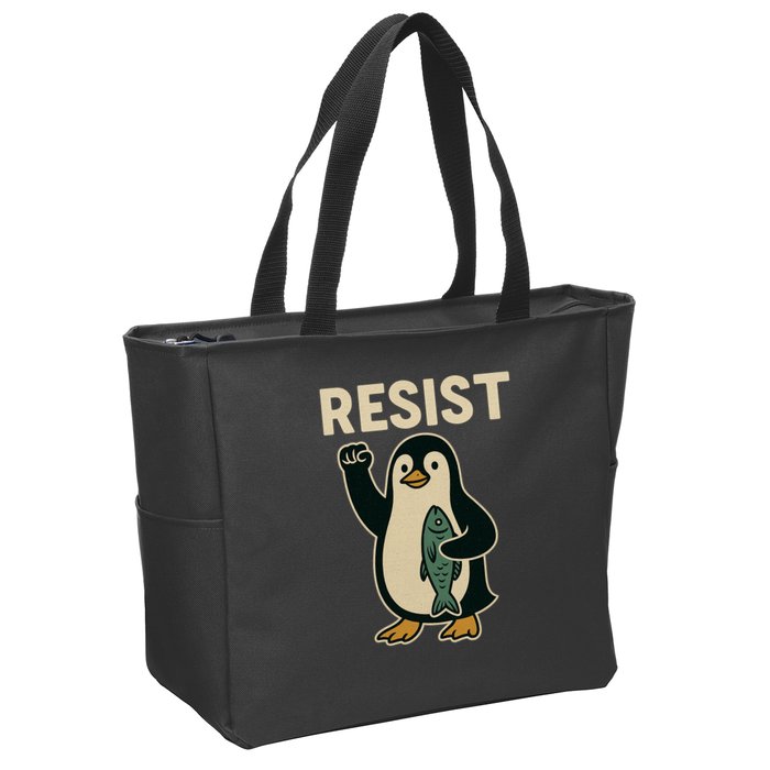 Resist Penguin Protest Against Tariffs Zip Tote Bag