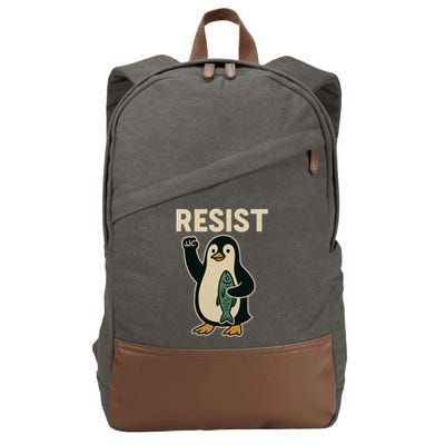 Resist Penguin Protest Against Tariffs Cotton Canvas Backpack