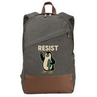 Resist Penguin Protest Against Tariffs Cotton Canvas Backpack