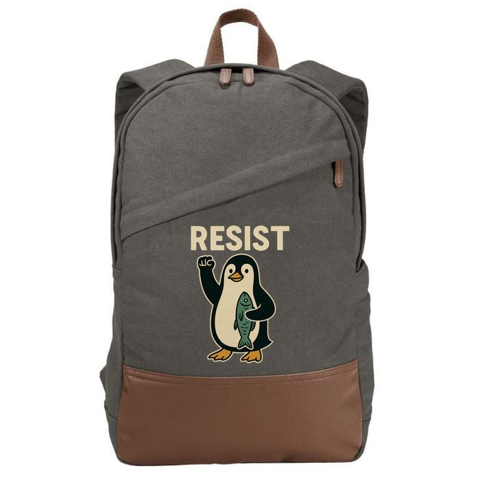 Resist Penguin Protest Against Tariffs Cotton Canvas Backpack