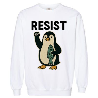 Resist Penguin Protest Against Tariffs Garment-Dyed Sweatshirt