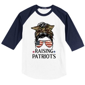 Raising Patriots Patriotic Mom Gift Baseball Sleeve Shirt