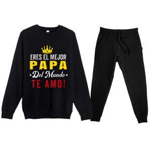 Regalos Para Papa Dia Del Padre Camiseta Mejor Papa Mundo Premium Crewneck Sweatsuit Set