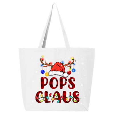 Red Plaid Pops Claus Santa Hat Reindeer Family Christmas Gift 25L Jumbo Tote