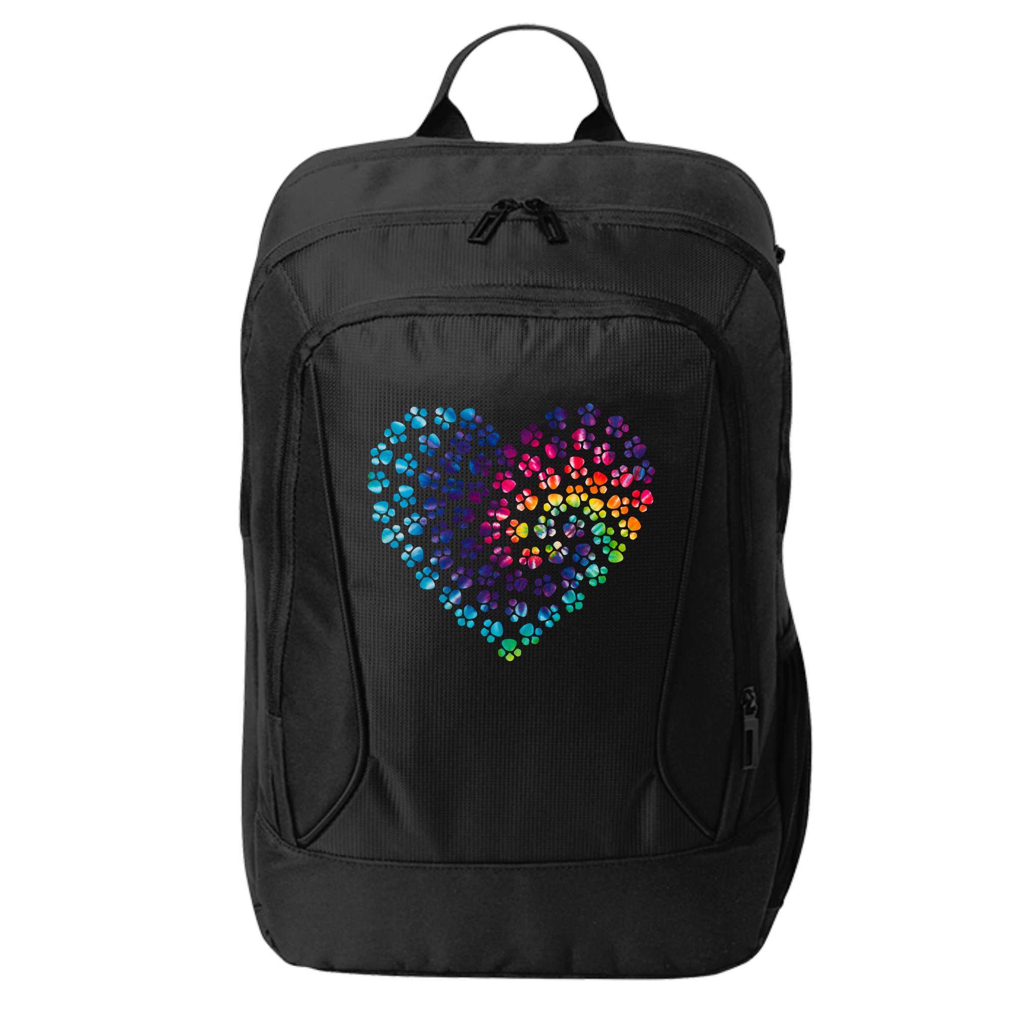 Rainbow Paw Print Heart Dog Lover City Backpack