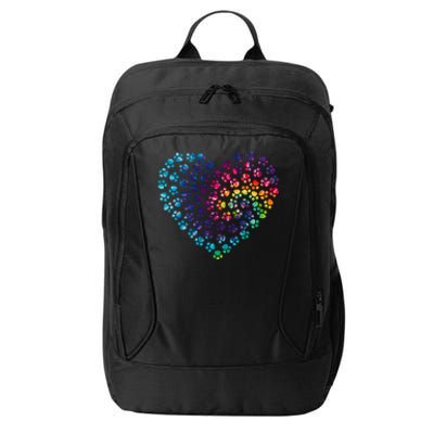 Rainbow Paw Print Heart Dog Lover City Backpack