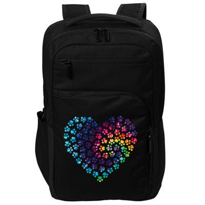 Rainbow Paw Print Heart Dog Lover Impact Tech Backpack
