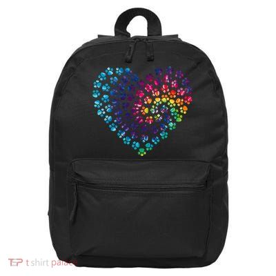 Rainbow Paw Print Heart Dog Lover 16 in Basic Backpack