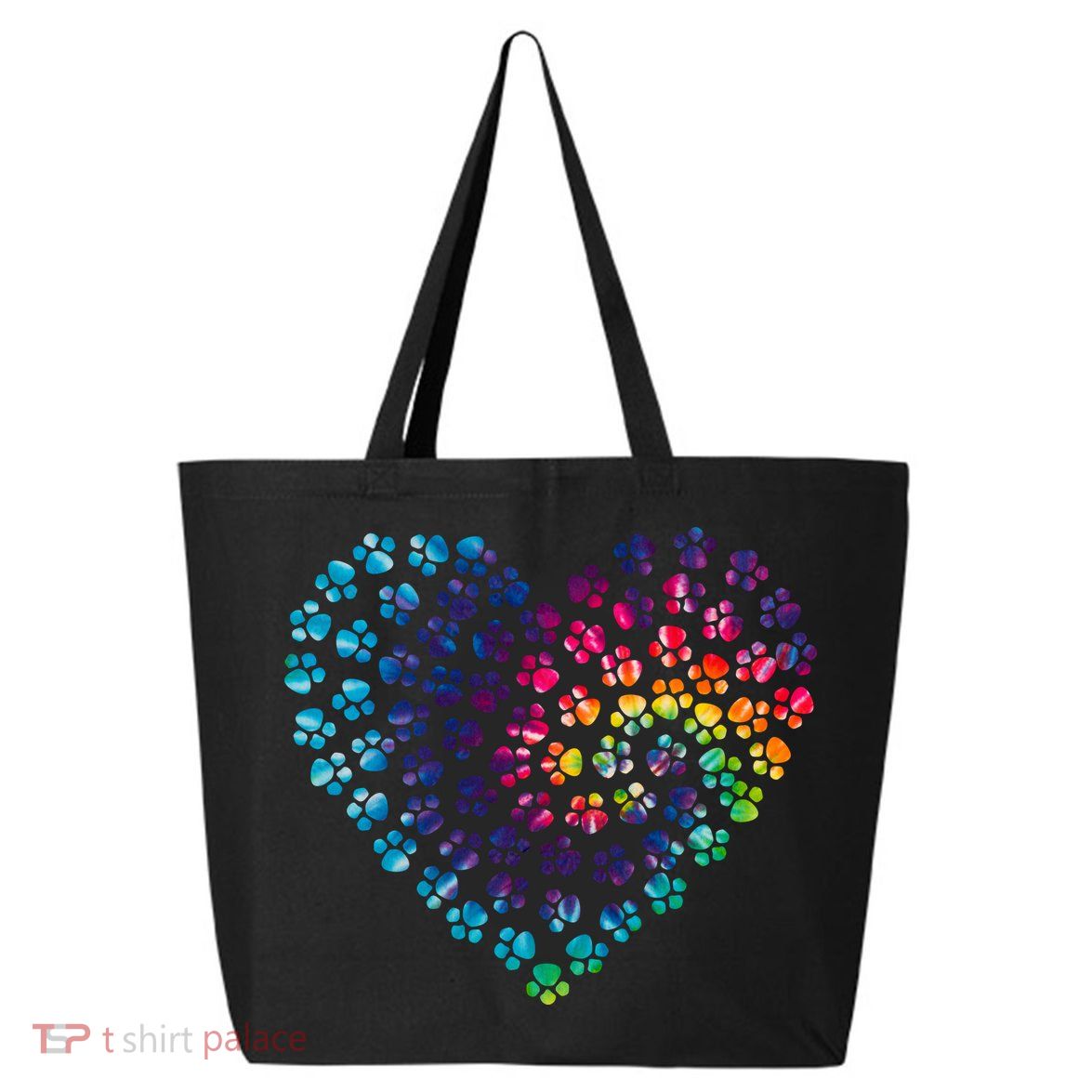 Rainbow Paw Print Heart Dog Lover 25L Jumbo Tote