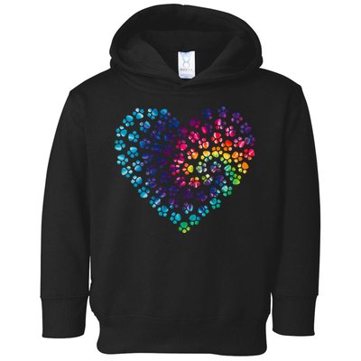 Rainbow Paw Print Heart Dog Lover Toddler Hoodie
