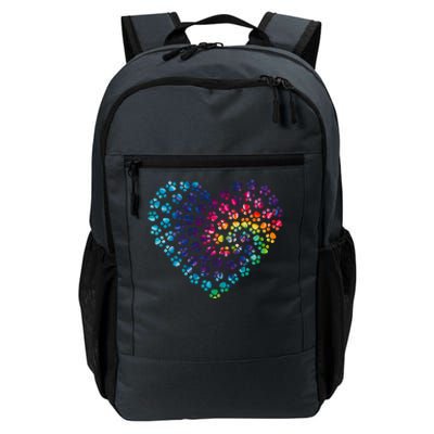 Rainbow Paw Print Heart Dog Lover Daily Commute Backpack