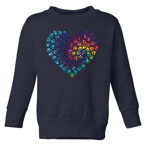 Rainbow Paw Print Heart Dog Lover Toddler Sweatshirt