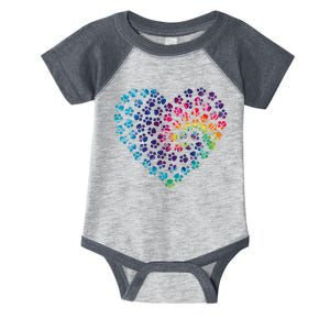 Rainbow Paw Print Heart Dog Lover Infant Baby Jersey Bodysuit