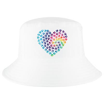 Rainbow Paw Print Heart Dog Lover Cool Comfort Performance Bucket Hat
