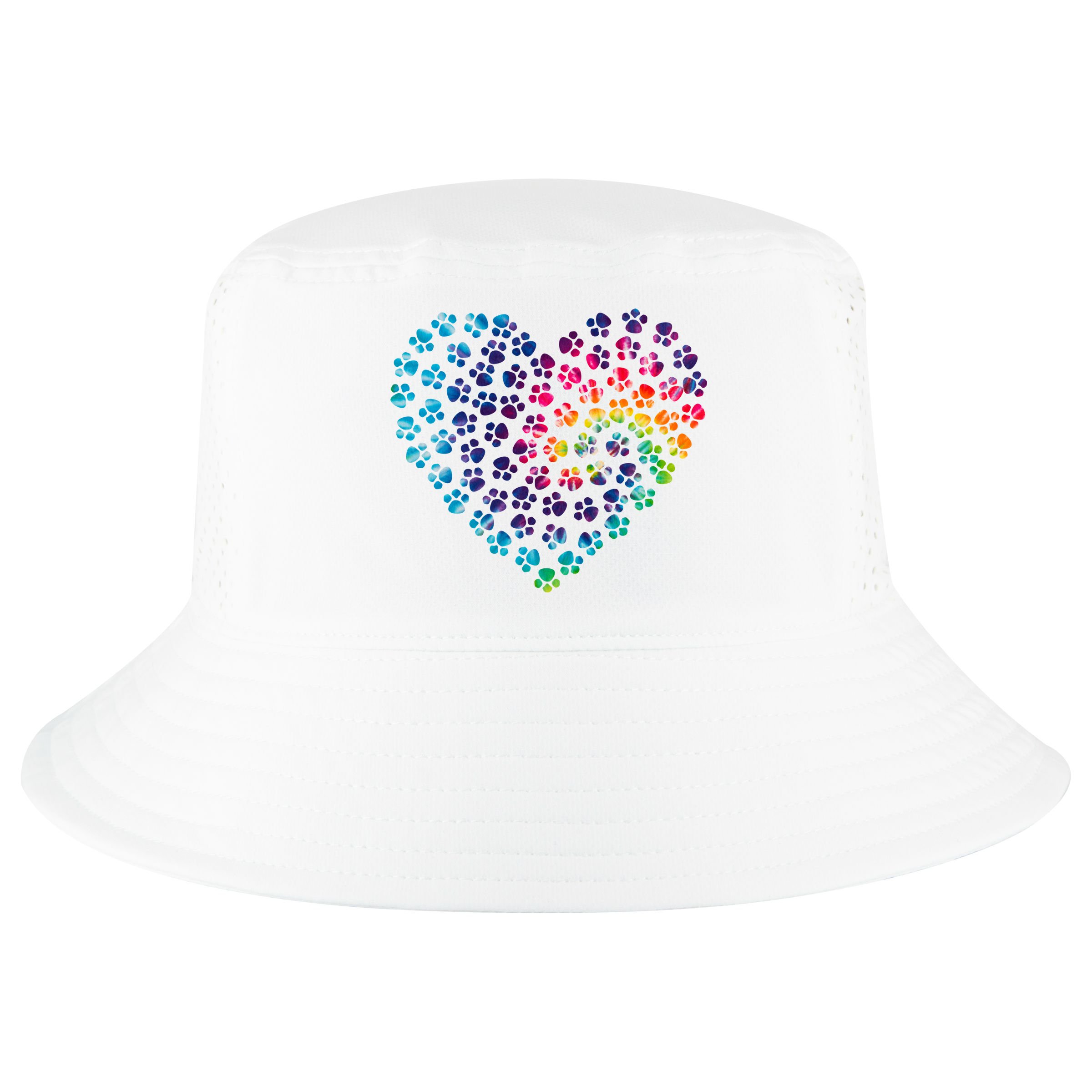 Rainbow Paw Print Heart Dog Lover Cool Comfort Performance Bucket Hat