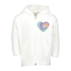 Rainbow Paw Print Heart Dog Lover Toddler Zip Fleece Hoodie