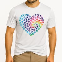 Rainbow Paw Print Heart Dog Lover Cooling Performance Crew T-Shirt