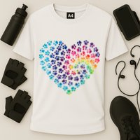 Rainbow Paw Print Heart Dog Lover Cooling Performance Crew T-Shirt