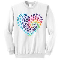 Rainbow Paw Print Heart Dog Lover Sweatshirt