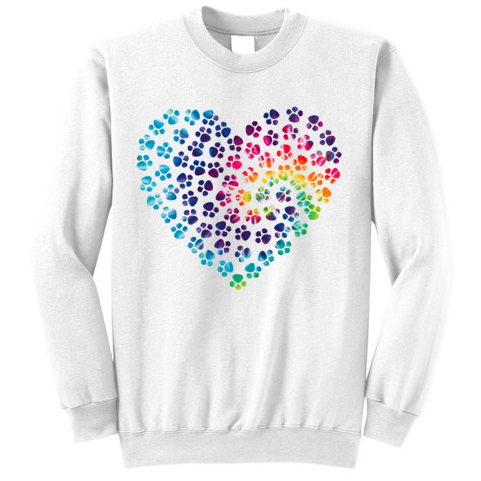 Rainbow Paw Print Heart Dog Lover Sweatshirt